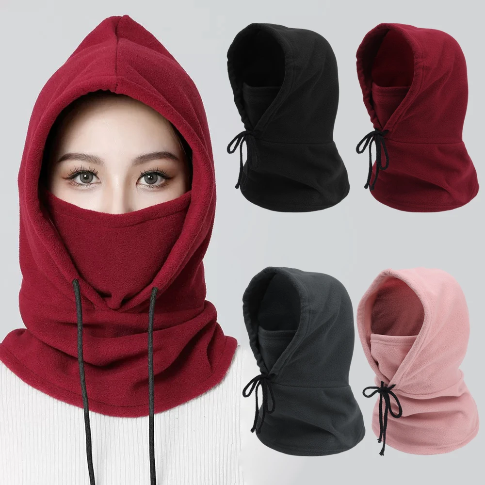 Outdoor Winter Thermal Fleece Balaclava Scarf Ski Face Mask Neck Warmer Snood Hood Hats Windproof Cold Warm Riding Caps Sports