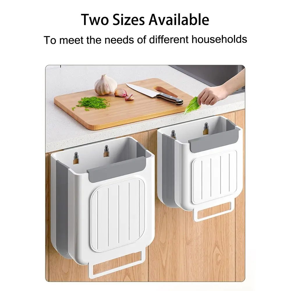 Foldable Kitchen Compost Bin Household Cabinet 6/11L Hanging Trash Basket Large Diameter Waste Bins