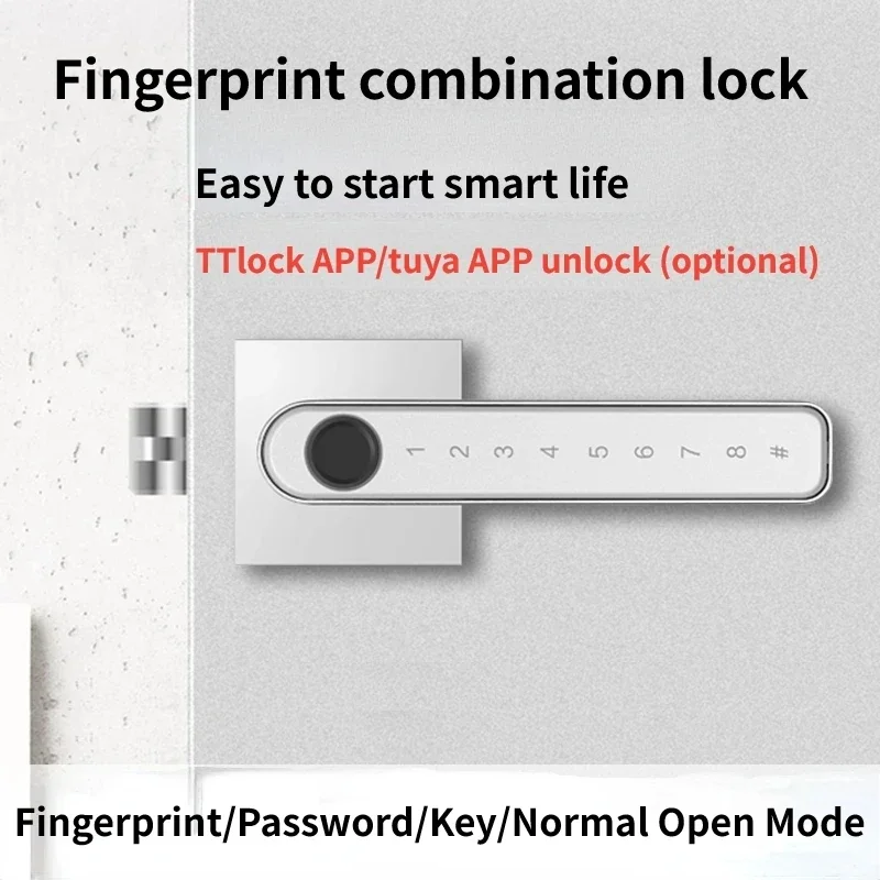 Imagem -02 - Ttlock Fechadura da Porta Inteligente Fechaduras de Senha de Impressão Digital Tuya Ttlock App Controle Remont Biométrico Impressão Digital Casa Lidar com Bloqueio