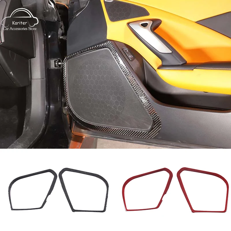 

For Chevrolet Corvette C7 2014-2019 Soft Carbon Fiber Car Door Horn Frame Decorative Sticker Interior Modification Accessories