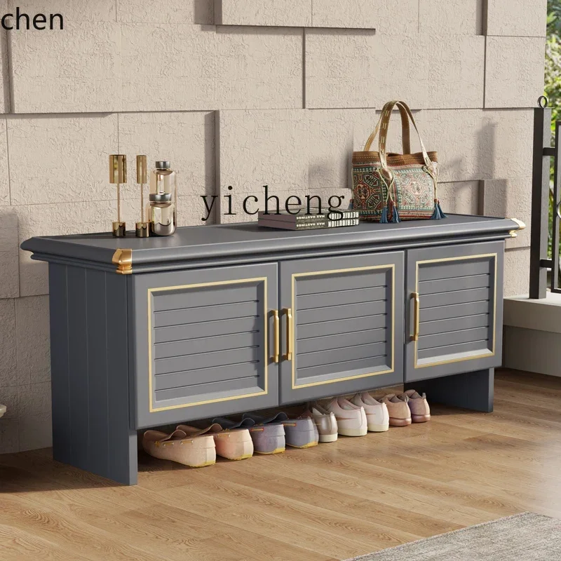 ZMLall-aluminum alloy shoe changing stool household door waterproof and sunscreen simple modern balcony locker