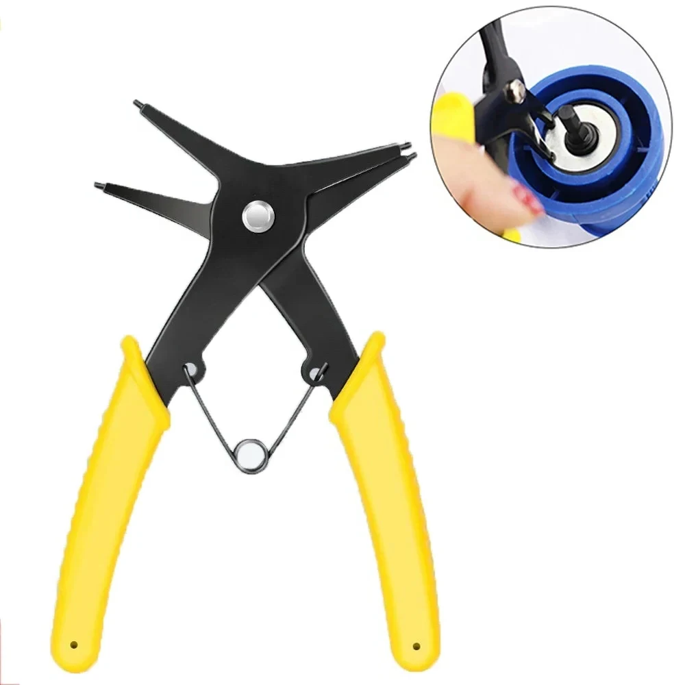 Dual Purpose 2-in-1 Circlip Pliers - Internal and External Retaining Ring Removal Tool with Large Spring Design LK-AA106