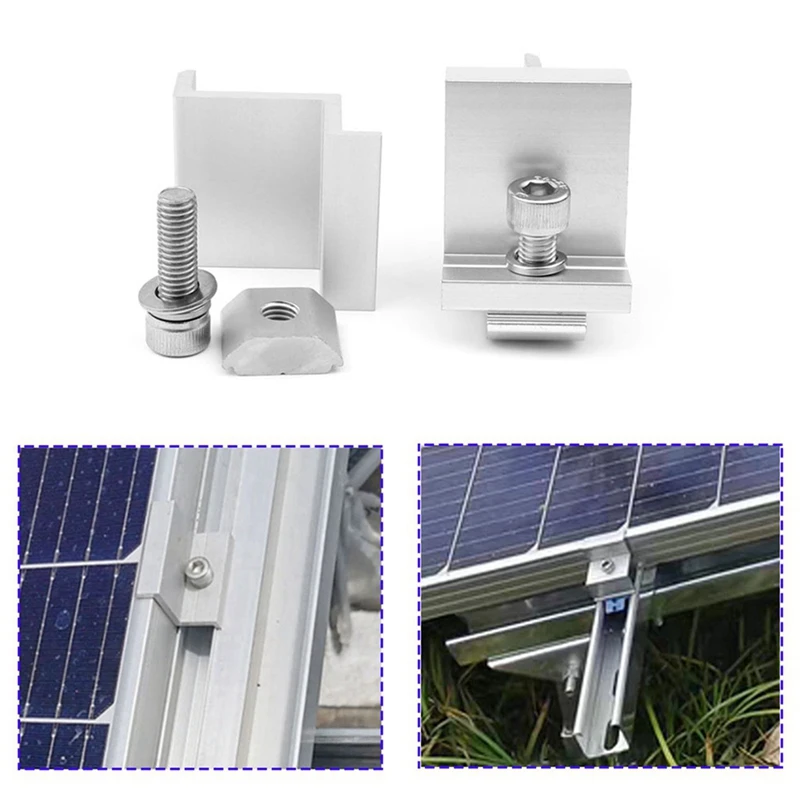 ¡Promoción! Soporte de Panel Solar 8X, riel de Panel fotovoltaico, módulo de sujeción de montaje de Panel Solar con medio para techo Trapezoidal de 35Mm