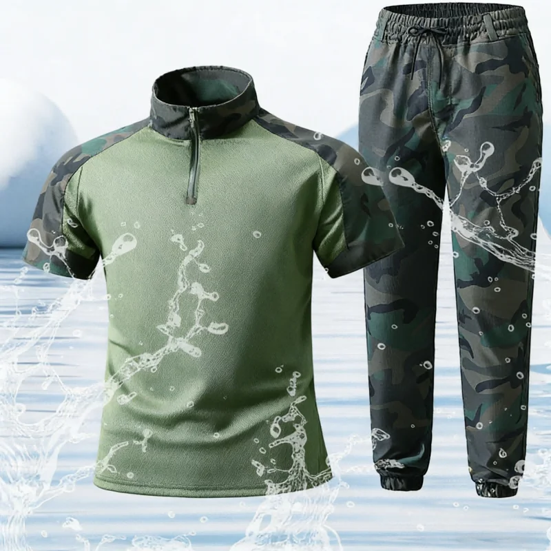 

Тактический камуфляжный костюм для активного отдыха: летние футболки и брюки карго с множеством карманов, комплект из 2 предметов для тренировок