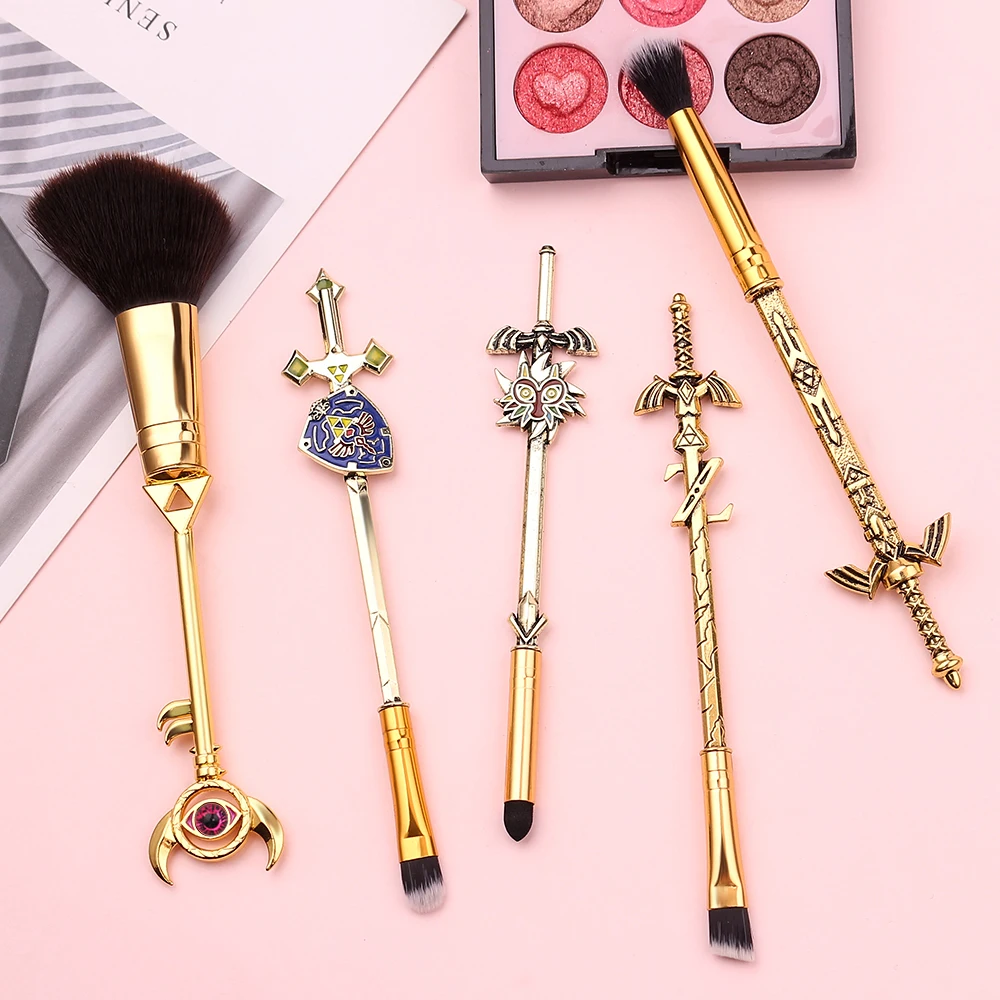 5pcs/Set The Legend of Zelda Makeup Brushes Power Eye Shadow Highlight Brushes Women Beauty Tool Girl Cosplay Props