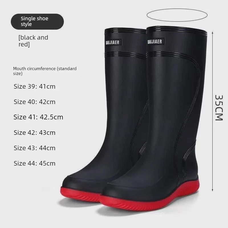 

Men's Rain Boots Silicone Anti-slip Waterproof High And Long Short Tube Thickened Adult Glue Shoe Boots Reflective Function