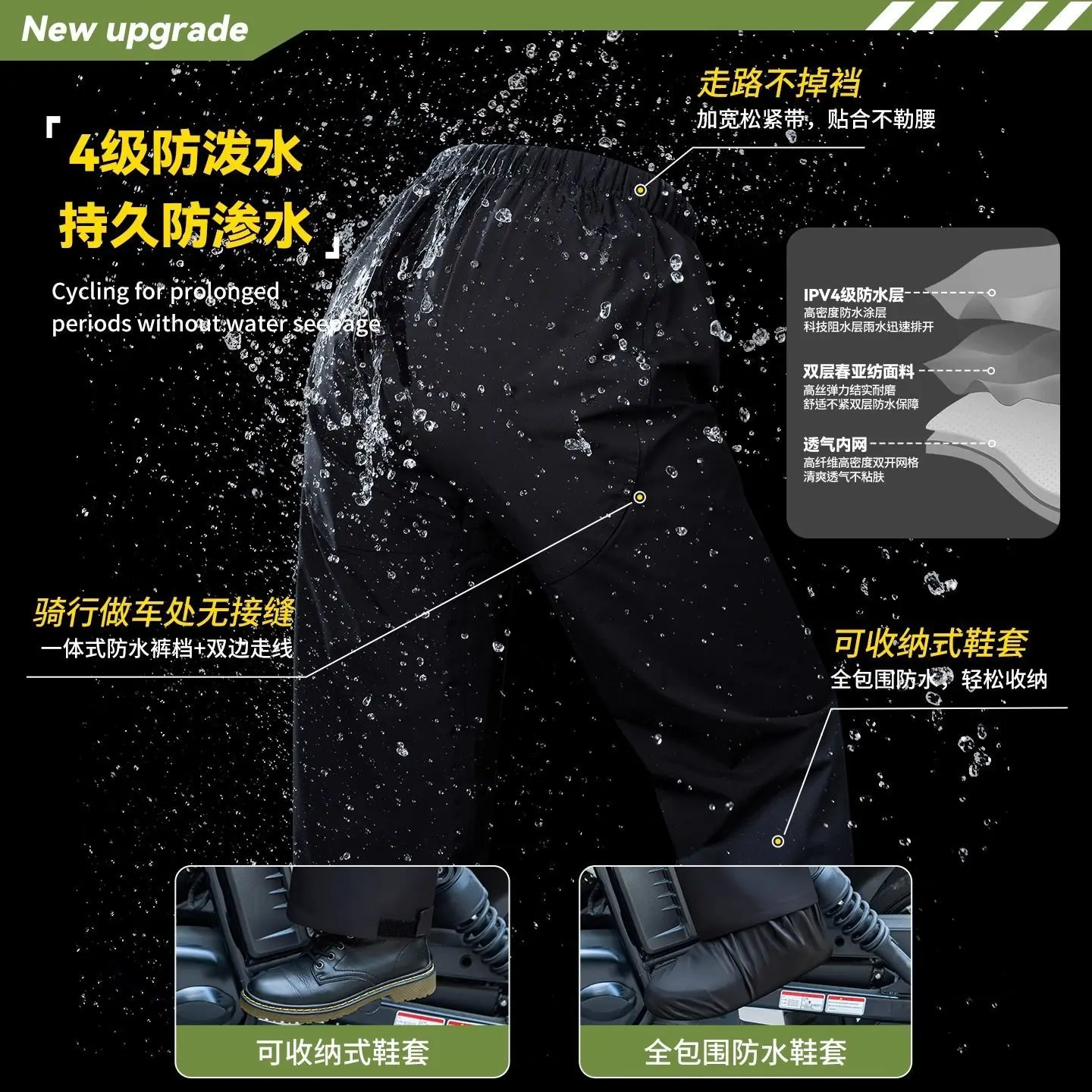 Motorcycle Riding Rain Pants Men Outdoor Riding Windproof and Waterproof Double-layer Thickened Wear-resistant Breath Trousers