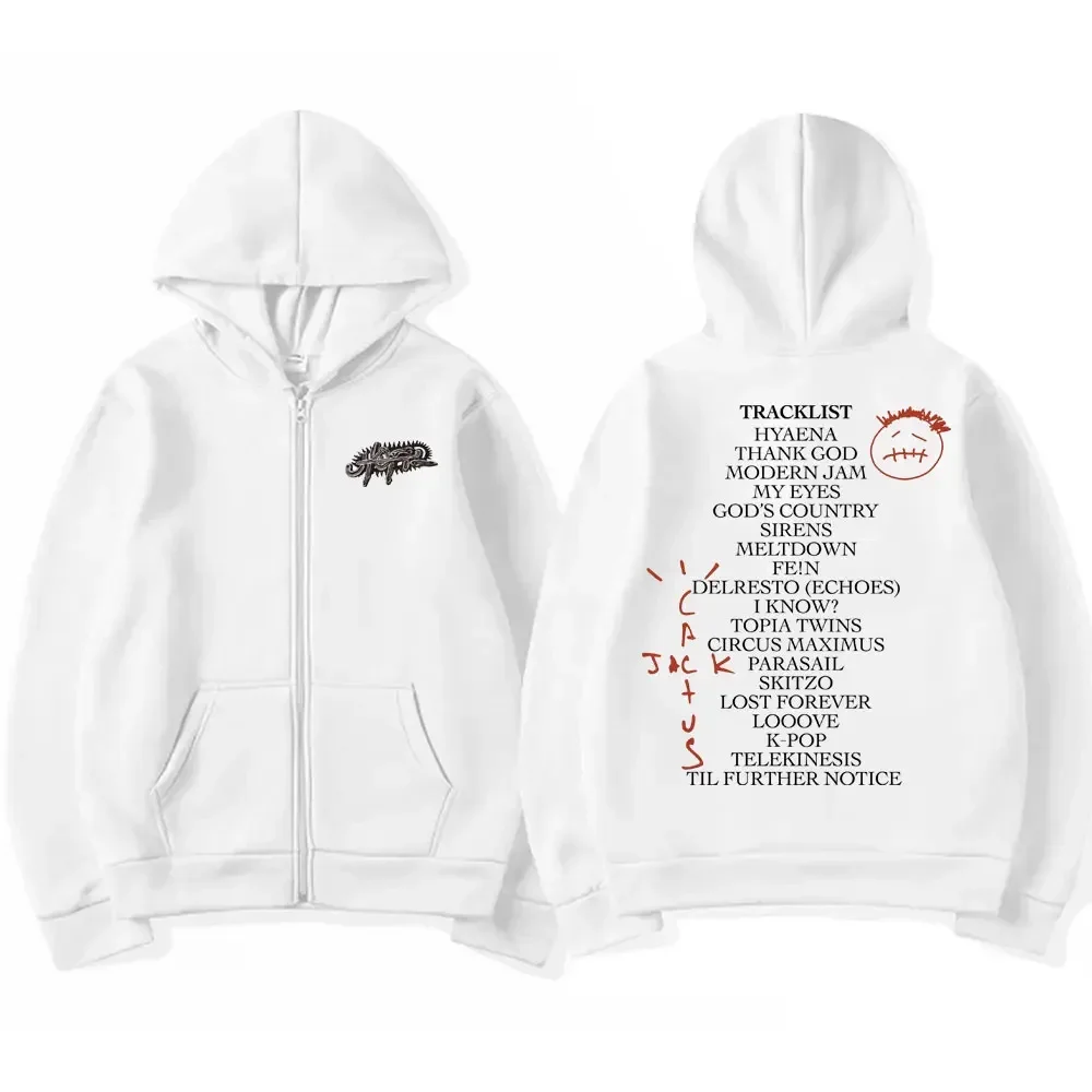 Rapper Cactus Jack Album UTOPIA Double Sided Print Zipper Hoodie Men Women Hip Hop Vintage Zip Up Sweatshirt Oversized Pullovers