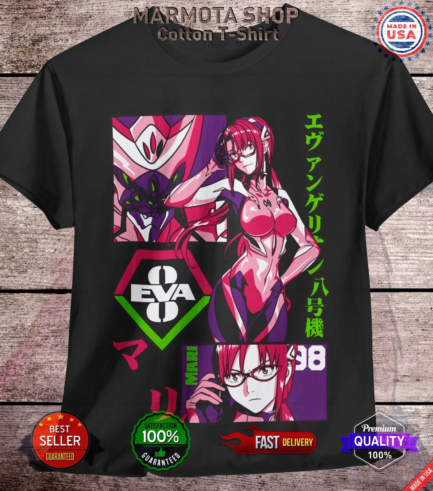 Camiseta de verano Mari Makinami, camiseta de Anime Neon Genesis Evangelion, colección Sexy de edición limitada Waifu Ecchi