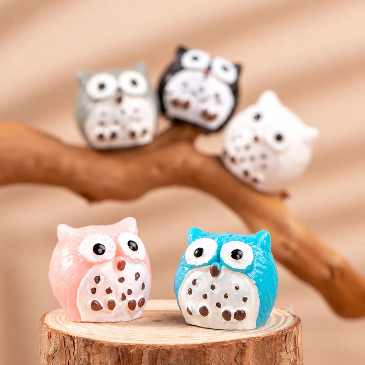 Cute Mini Resin Owl Figurine, Small Decorative Owl Miniature For DIY Micro Landscape, Tabletop Home Decoration