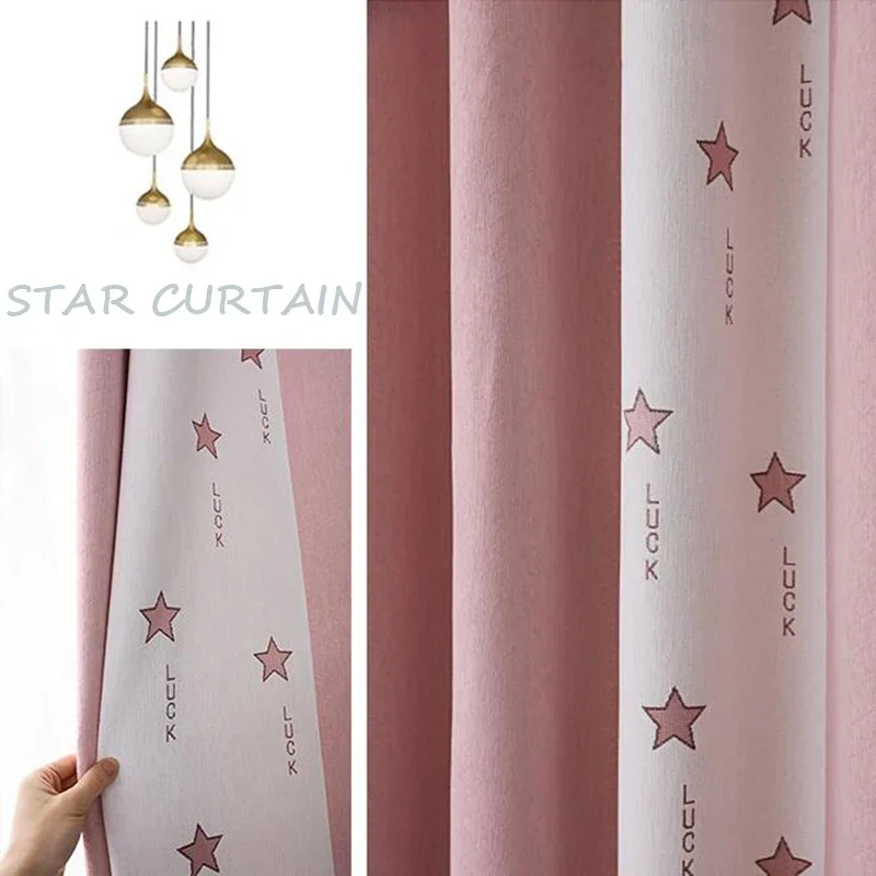 

Luxury Curtains Blue Pink Cartoon Star Style Curtain for Living Room Bedroom Drapes for Windows Home Decor Custom Cortinas