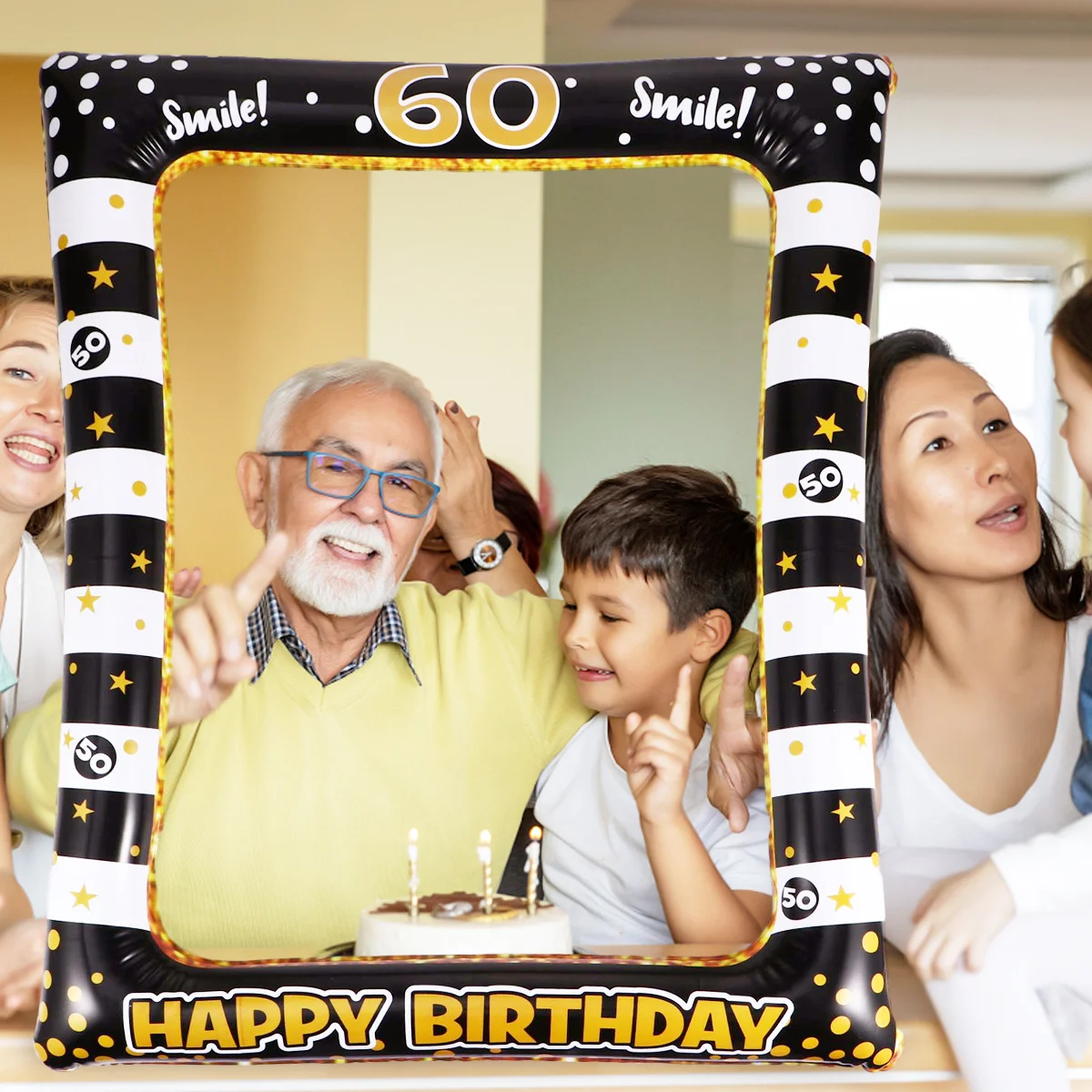 

1Pcs PVC Birthday Photo Frame Inflatable Party Prop Creative Funny Design Adds Festive Vibe to Birthday Festival Celebrations