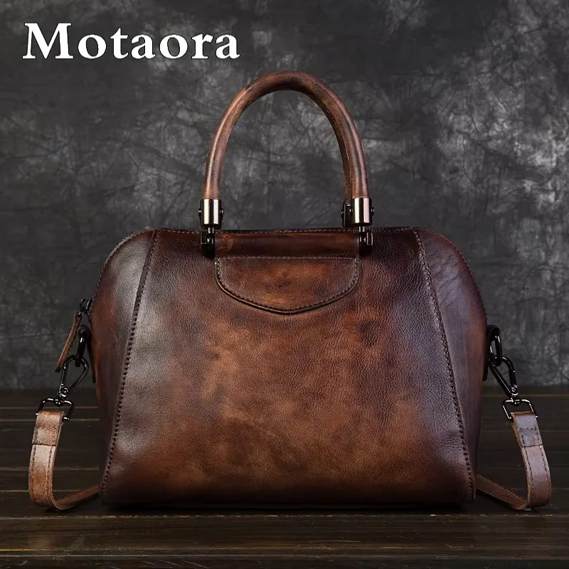 

MOTAORA Retro Handcrafted Color-Washed Cowhide Pillow Crossbody/Shoulder Bag - Luxury Designer Women's Handbag Genuine Leather