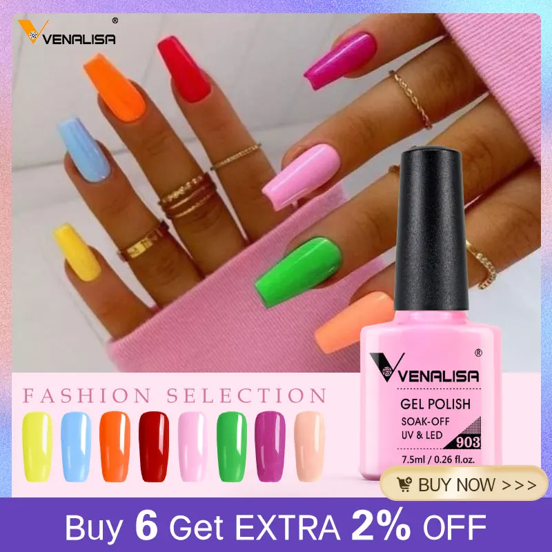 Venalisa Esmalte Gel Esmalte para Unhas, Base Coat, Sem Wipe, Longa Duração, Top Coat, Cor Cobertura Total, Verniz Laca, 7,5 ml