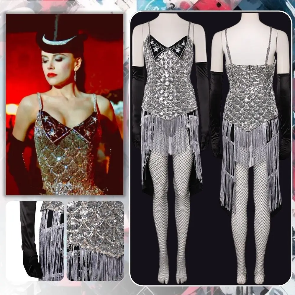 Disfraz de Moulin Rouge Satinado para Mujer, Vestido para Cosplay, Traje para Actuación en Escenario, Ropa para Juego de Roles, Disfraz para Halloween y Carnaval