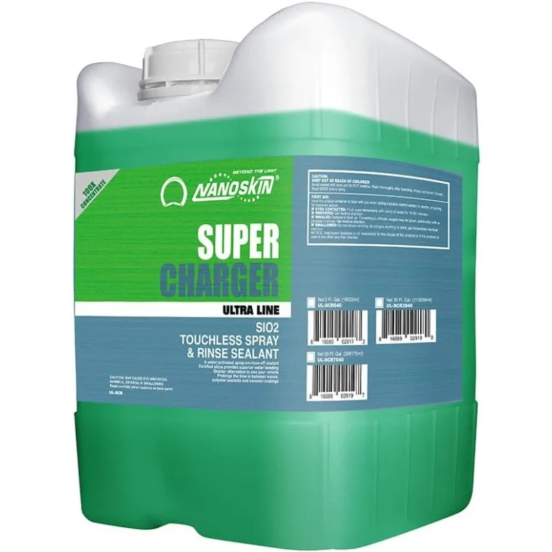 

Nanoskin Ultra Line SUPER CHARGER SiO2 Touchless Spray-On/Rinse-Off Sealant 5 Gallons - Car Wash Paint & Glass Spray