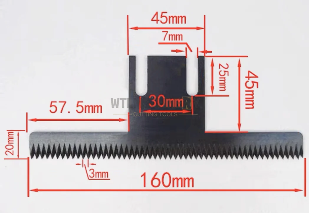 2 pezzi sigillatrice orizzontale lama da taglio per denti a forma di T L:150/160mm per macchina imballatrice verticale spessore 1.5/2mm