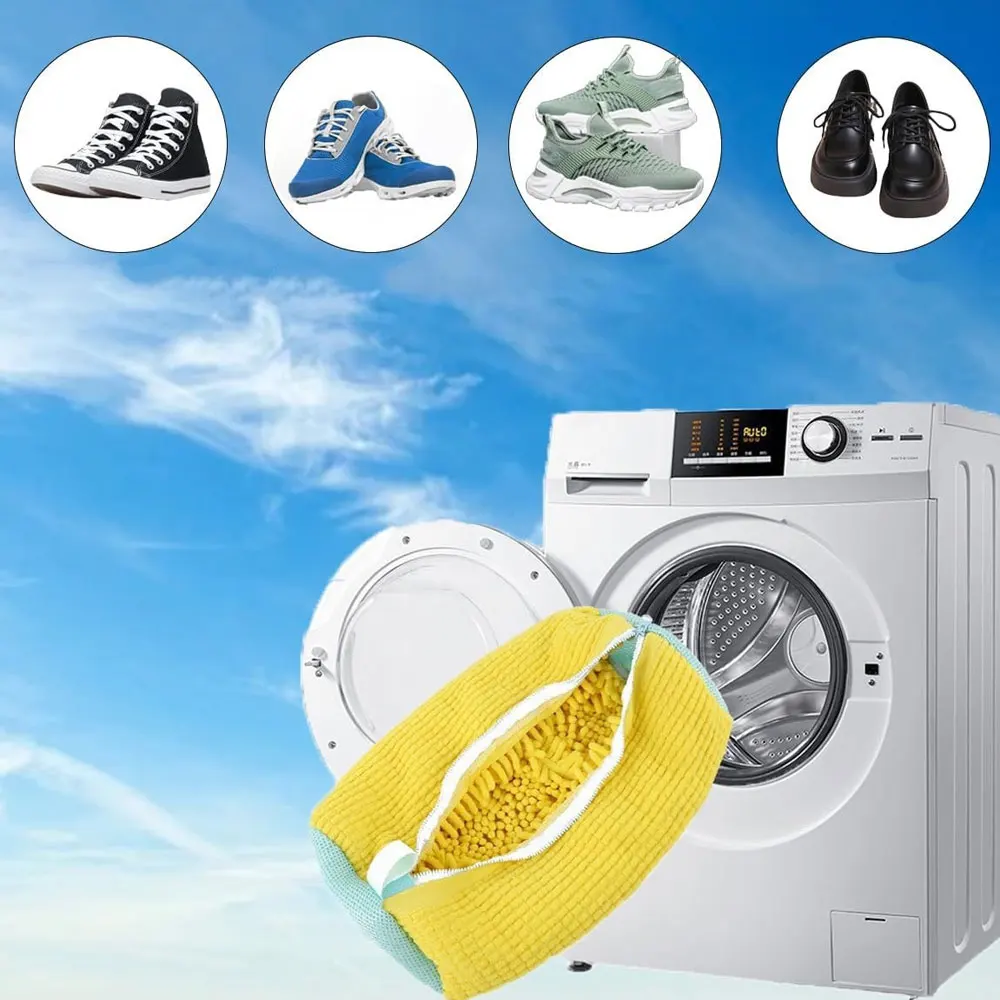 Lazy Person's Essential Shoe Washing Bag, Cylindrical Polyester-Cotton Laundry Bag, Shoe Protection, Anti-Deformation, Durable Washing and Protection Bag