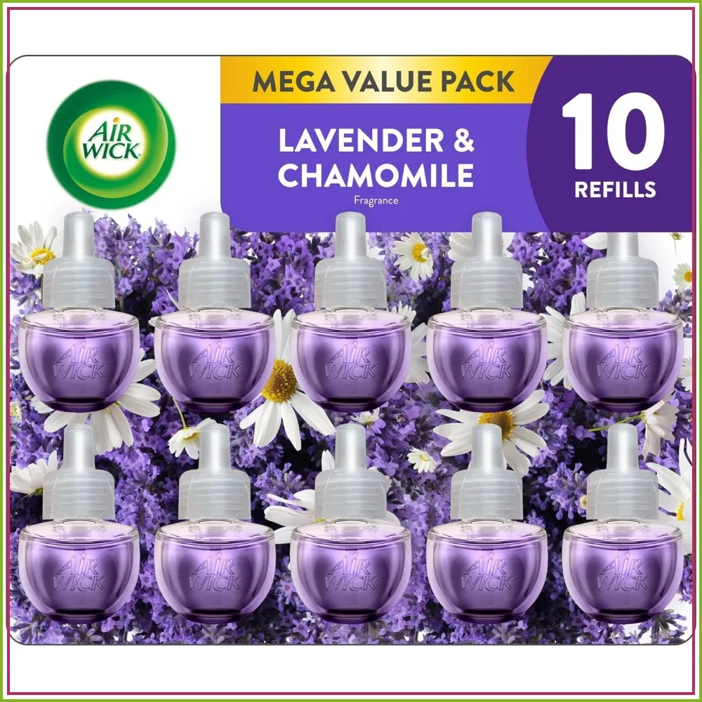 Lavender & Chamomile Scented Oil Refills, 10 Count, Long-Lasting 60 Days, Natural Essential Oils, Eco Friendly