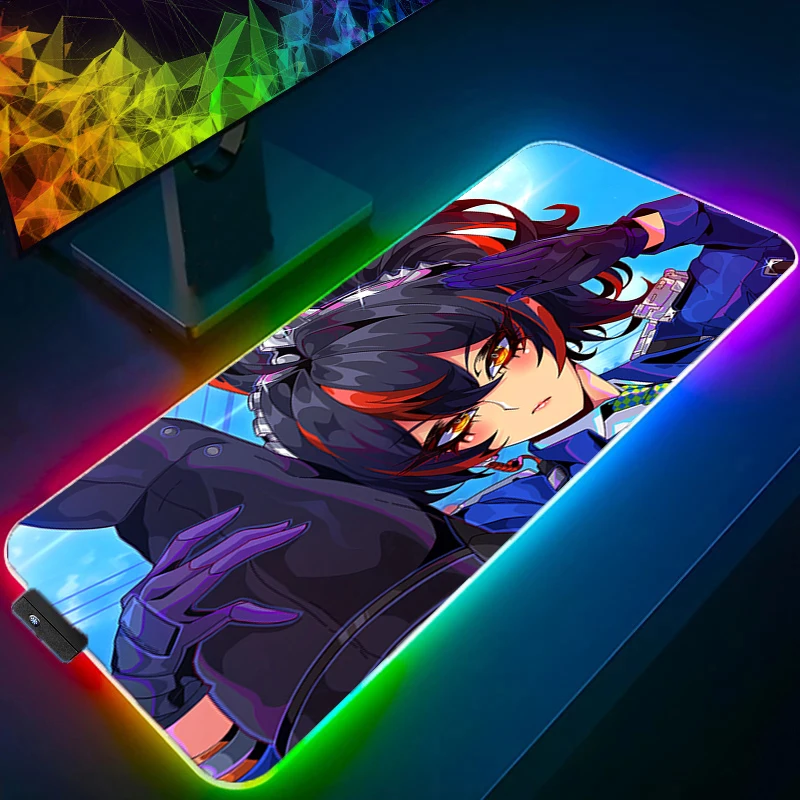 RGB Mouse Pad Anime Sexy Girls Anime Carpe Large PC Gamer Computer LED Mausepad Keyboard Gaming Accessories Backlight Desk Mat