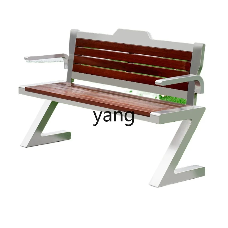 

CX Park Stainless Steel Anti-Corrosion Solid Wood Park Courtyard Landscape Garden Community Public Rest Bench