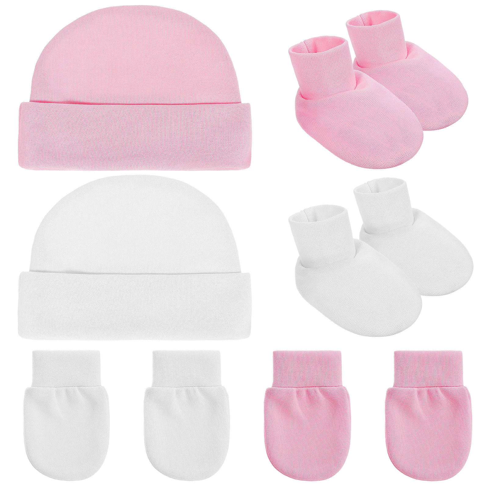 

2 комплекта шапок для новорожденных, варежки, пинетки, комплект для детей 0-12 месяцев, хлопковые, мягкие, теплые предметы первой необходимости для девочек и мальчиков, зимняя одежда, которую можно стирать