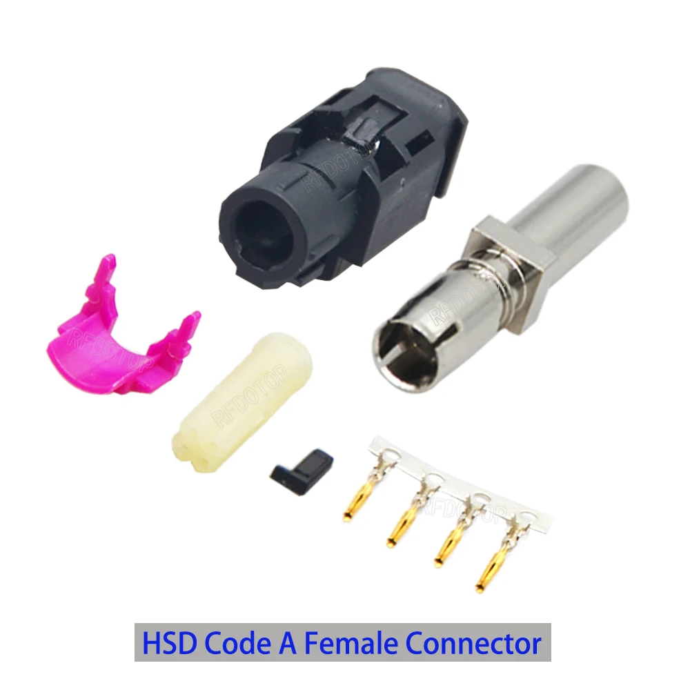 1Pcs Car HSD Cable 4 Pin Fakra Code A/B/C/D/E/F/G/H/K/L/Z Crimp Female Straight RF Coaxial Connector for Dacar 535 4 Pole Cable