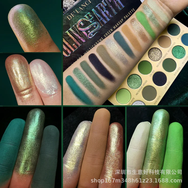 لوحة ظلال عيون بصرية كامليون مكونة من 12 لونًا، لوحة خضراء زيتونية متعددة الأغراض