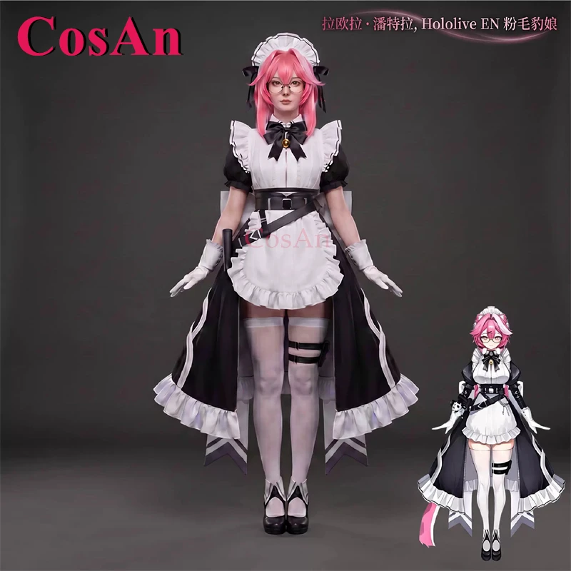 Disfraz de Cosplay de Raora Panthera de Hololive EN, Anime VTuber, Vestido Dulce y Encantador de Sirvienta de Batalla, Ropa para Fiestas y Juegos de Rol