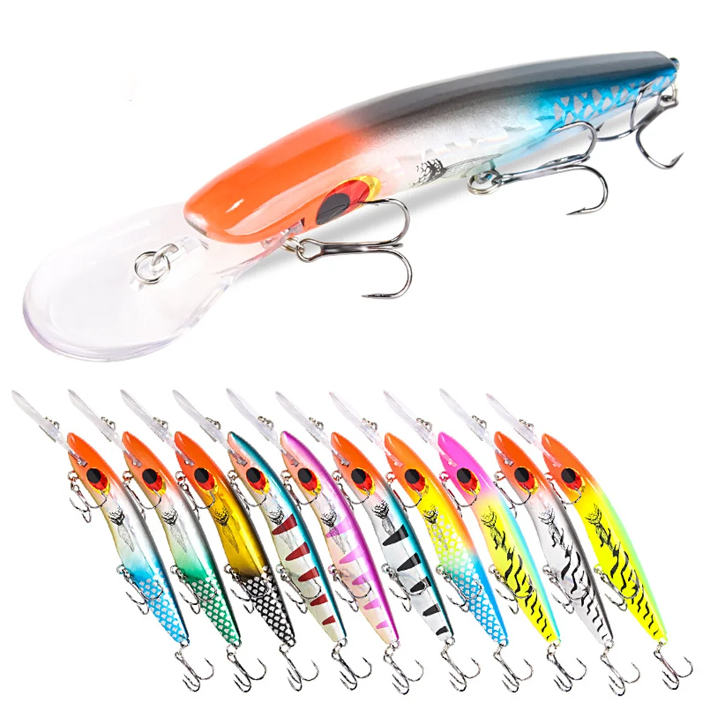 Vivid Deep Diving 8M+ Big Minnow Simulate 10 Color Fishing Lures Wobbler Bending Trolling for Freshwater Carnivorous Fish