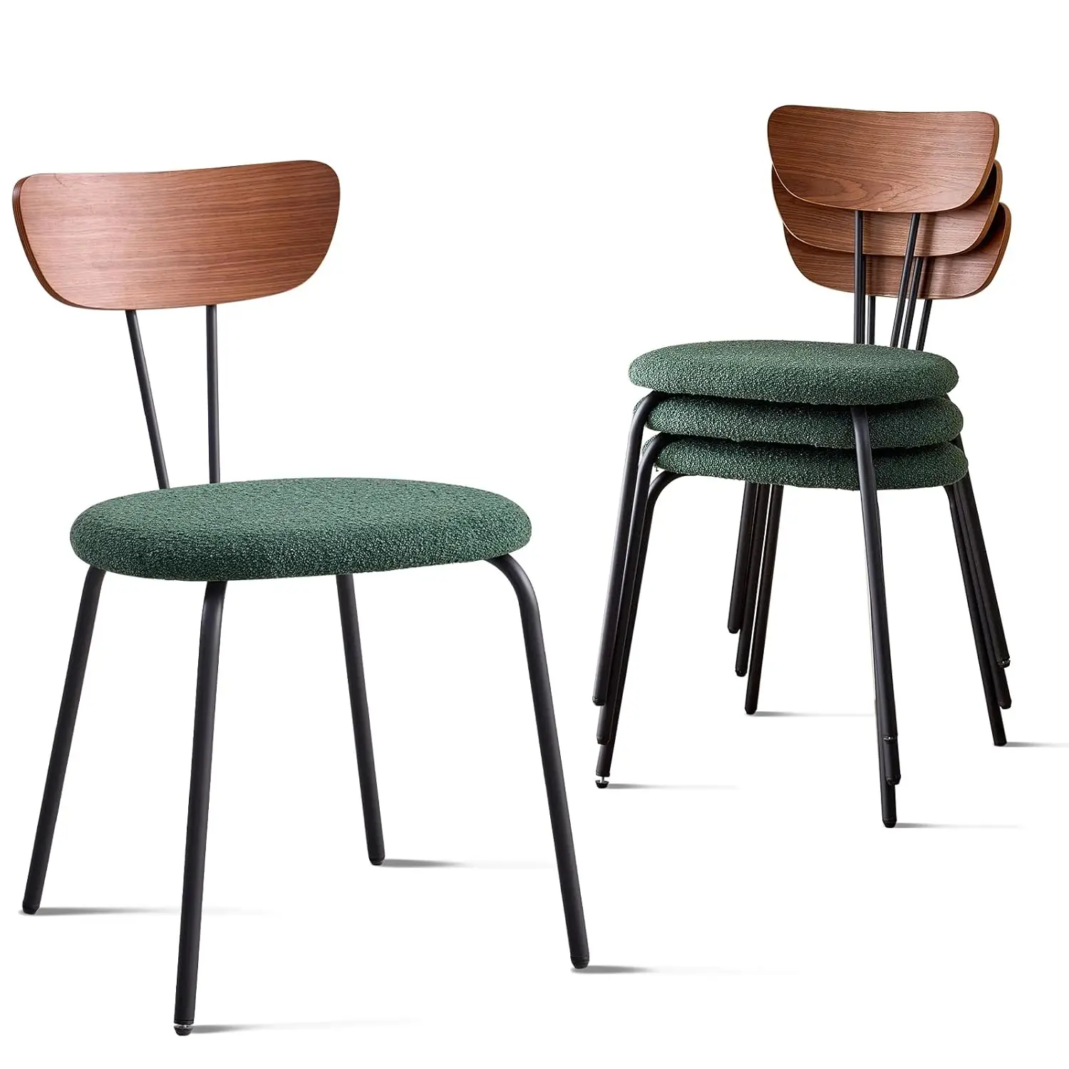 

Набор из 4 складных обеденных стульев, современные кухонные стулья с деревянной спинкой, экономия места для квартиры, зеленый цвет, возможность индивидуального заказа