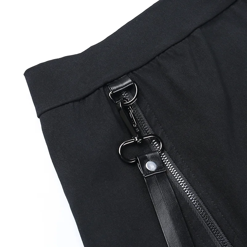 Goth Dark Gothic Split A-Line Skirts Double-Sided Zipper Slits 90s Streetwear Women Mall Gothic Dropped Mini Skirt Zip Edgy