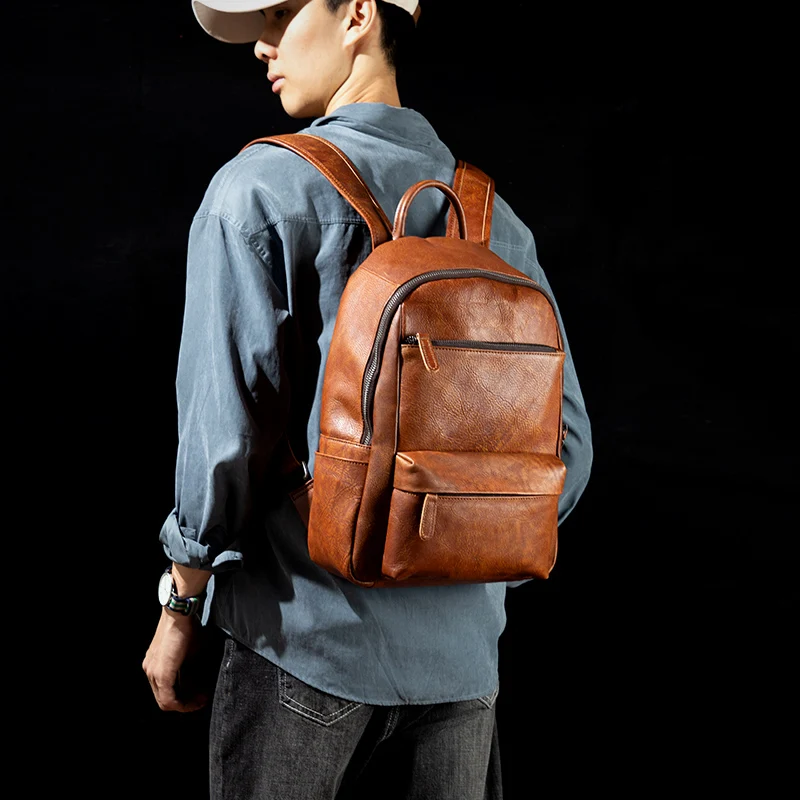 2022 luxury designer vintage Travel Backpack Soft handmake Distressed Cognac Leather Rucksack Knapsack Bucket Gifts For Man Bag