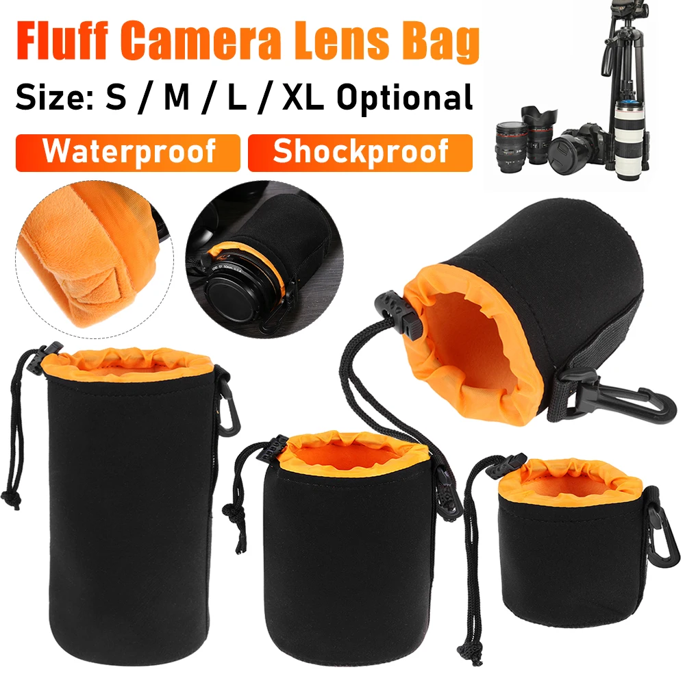 Camera Lens Case Water Resistant Lens Pouch for Digital SLR Camera Lens Bag Drawstring Protector Case
