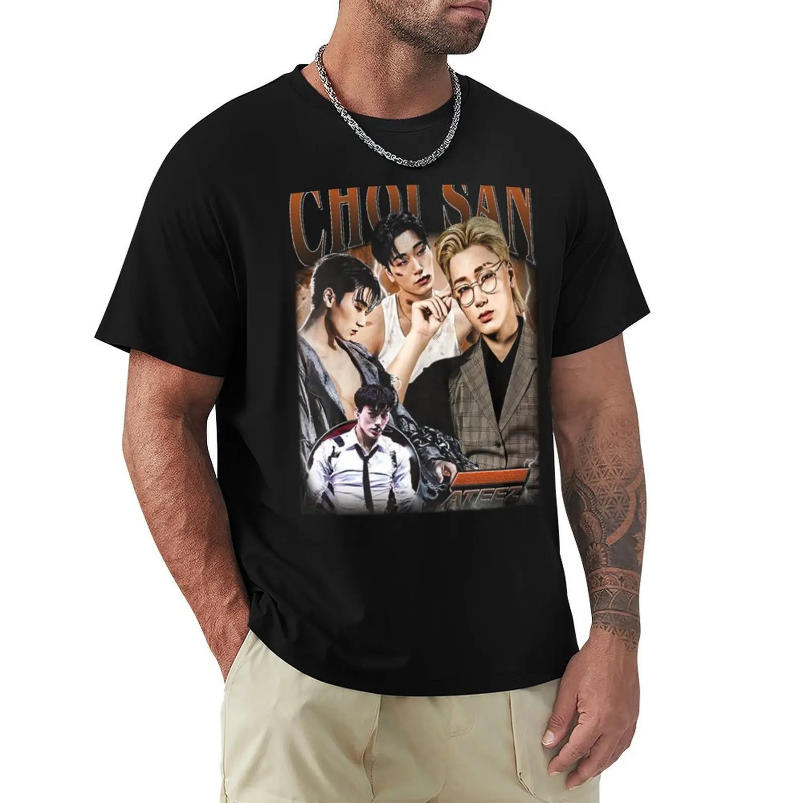 Choi San Ateez Vintage T-Shirt t shirt man plain T-Shirt