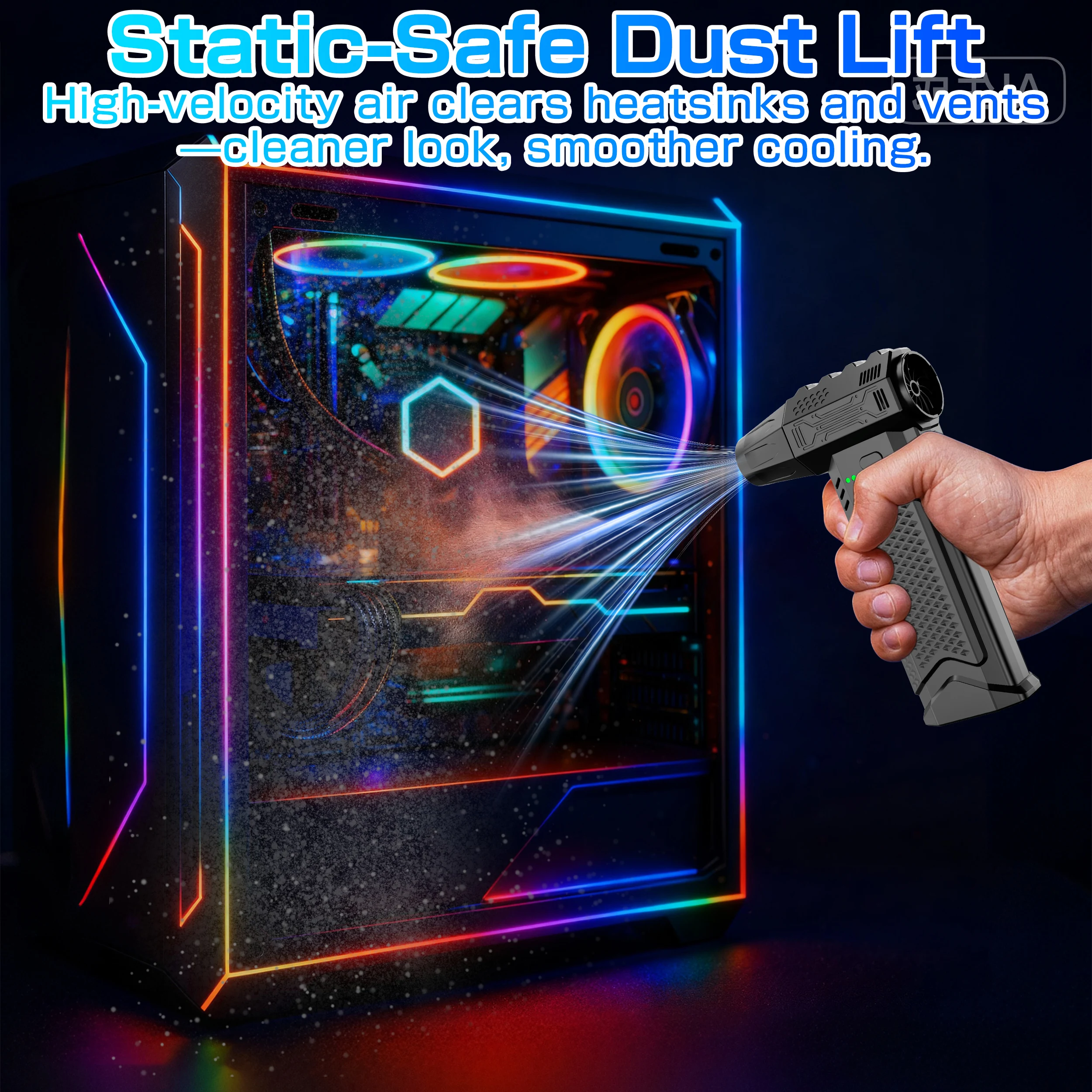 لسيارة RV شاحنة مقطورة مروحة تربو مروحة نفاثة عنيفة تهب ضربة الثلج وشفط 2 في 1 الكهربائية منفضة الهواء تنظيف منفاخ أداة