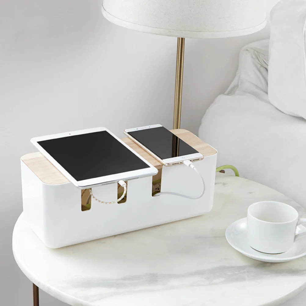

Wire Storage Box with Cover for Cables Organizing Anti Dust Container Plastic Household Desk Under Storage Case