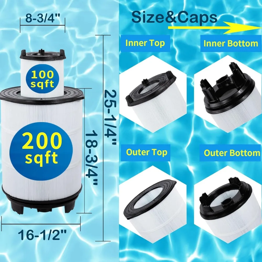 3 نظام Sta-Rite 3 S7M120 استبدال فلتر حمام السباحة الداخلي والخارجي 25021-0200S 25022-0201S SR300 300Sq.ft نسخة مطورة