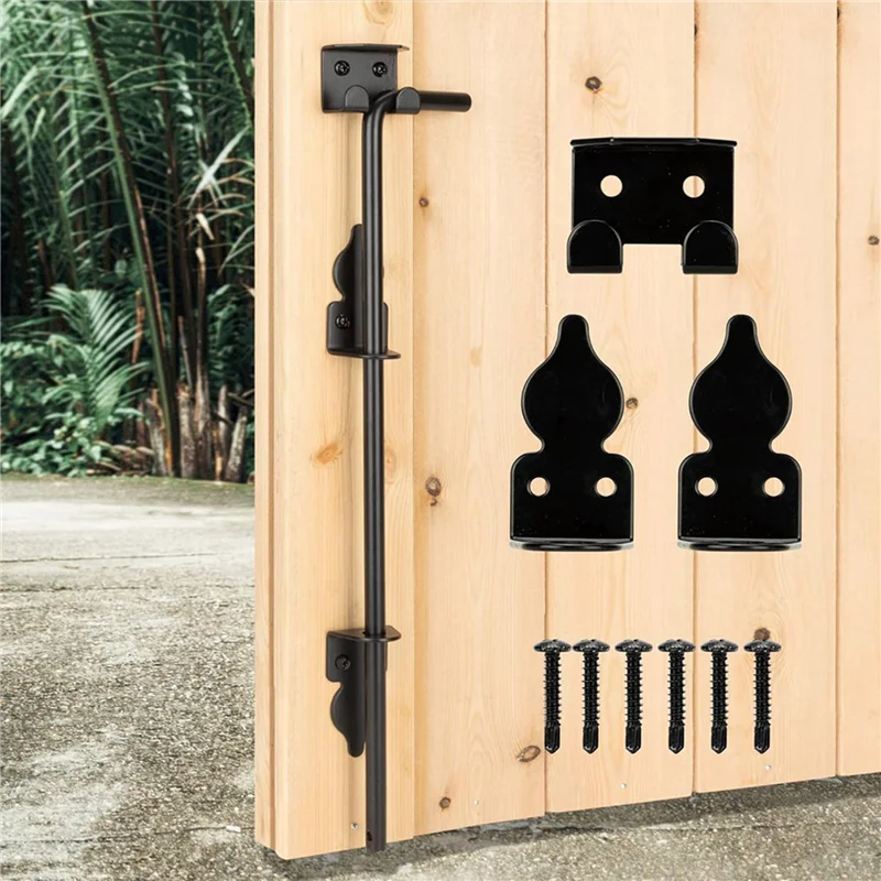 BNVN-2X Heavy Duty Gate Latche Portable Cane Bolt Door Latch Lock Door Stop Hardware For Single Open Door Gate Wooden Fence