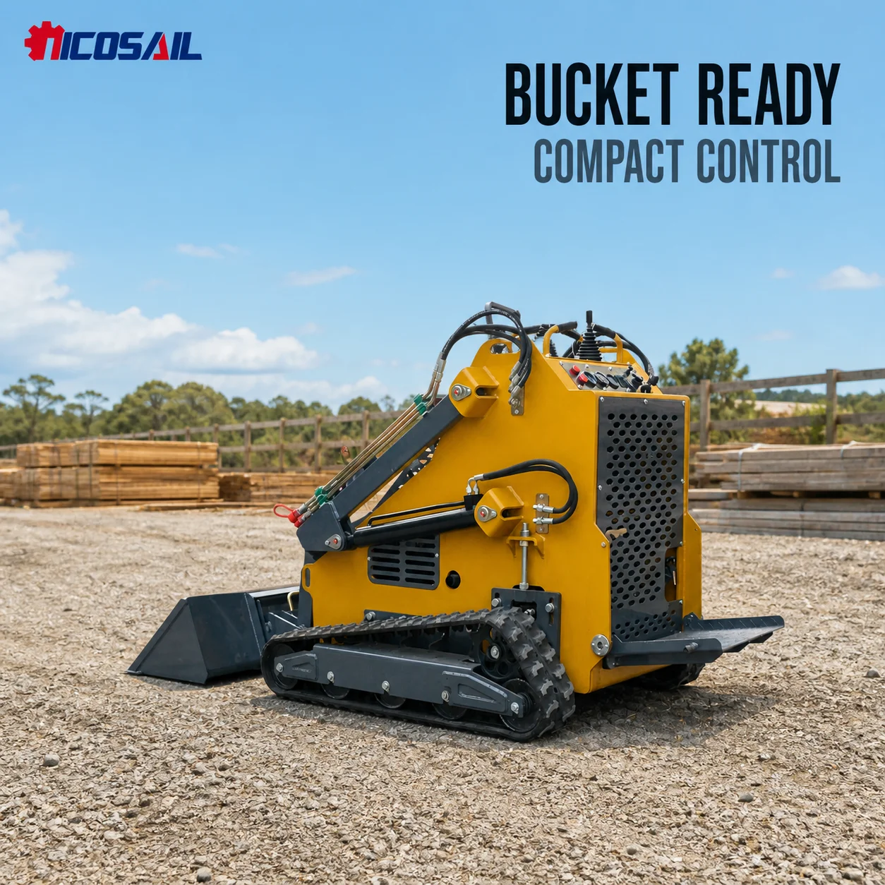 NICOSAIL 380E Compact Skid Steer Loader Mini Loader with Multiple Attachments for Construction Farm Material Handling