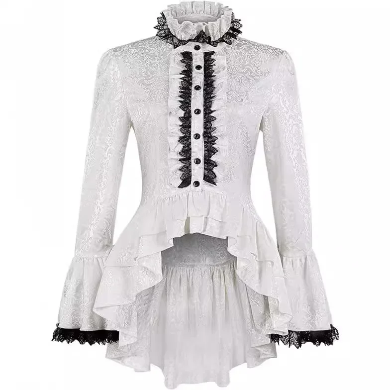 

Medieval Coswear Stand Up Collar Flared Sleeve Shirt Victorian Shirt Gothic Steampunk Top