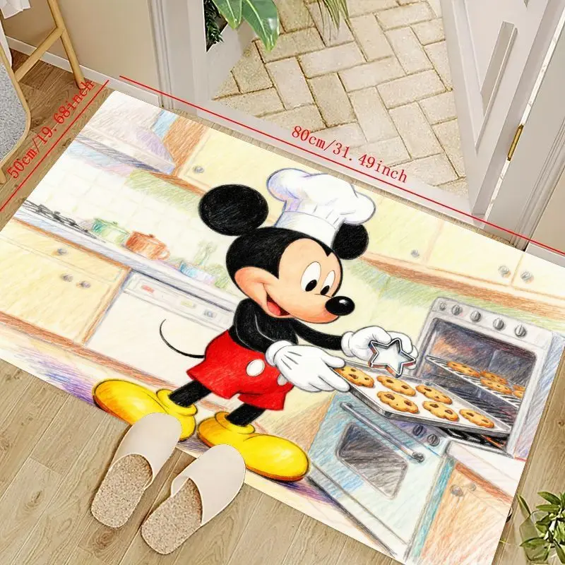 Alfombra de cocina para hornear Chef de Mickey Mouse de Disney, alfombra antideslizante con bonito personaje de dibujos animados para dormitorio de niños, sala de estar, 1 ud.