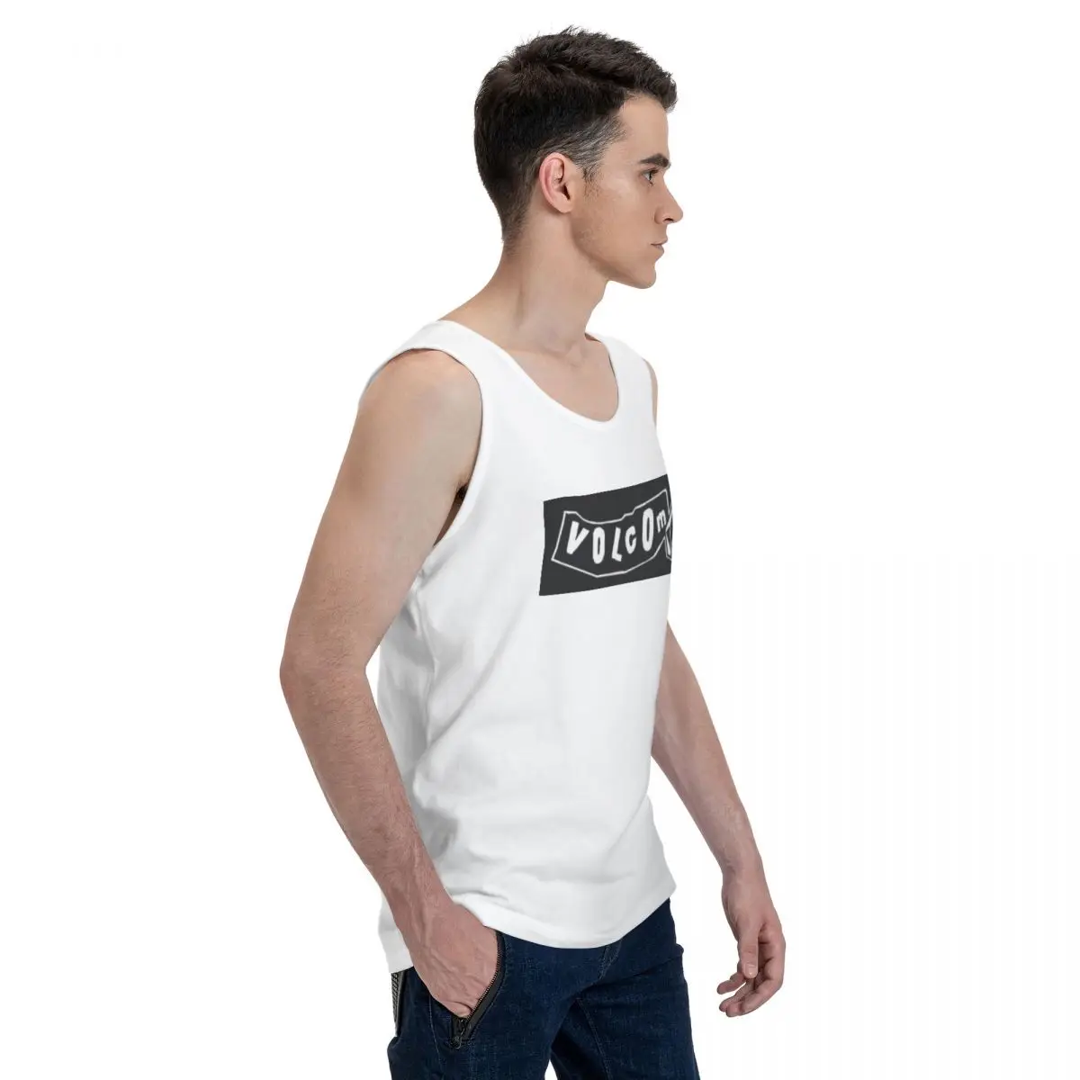V-Volcom Logo 100% Cotton Men's Sweatshirt Vest Sleeveless Clothing Tees Men Tank Tops T-shirt