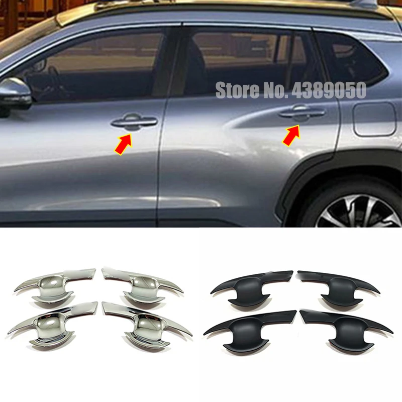 

For Toyota Corolla Cross SUV 2020 2021 Accessories ABS Chrome/Black Car Door protector handle Bowl Cover Trim Car styling 4pcs