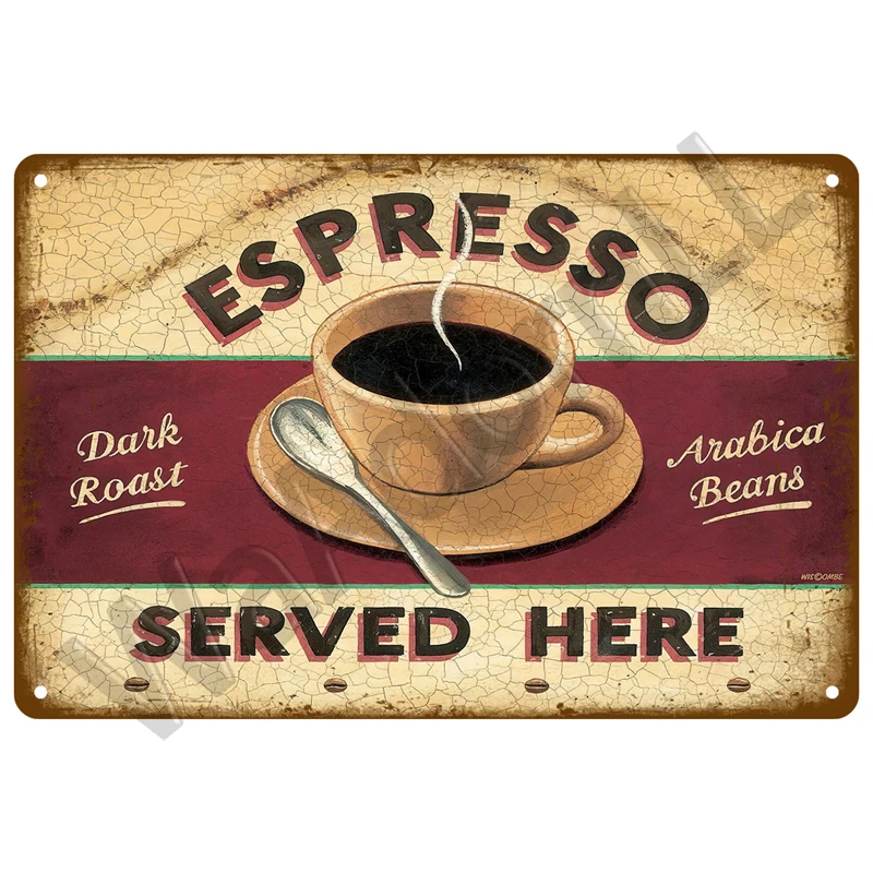 Vintage Tin Sign Plaque Metal Plate Wall Art Posters Metal Sign Retro Decor Coffee For Kitchen Bar Cafe Room Retro Iron Painting