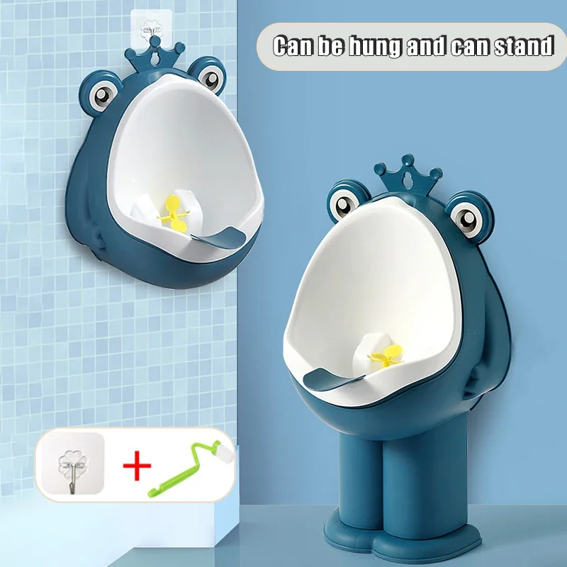 Baby Children's Toilet Urinal Cartoon Blue Frog Wall-mounted Lift Easy to Wash Portable Standing Urinal Toilet Training Urinal