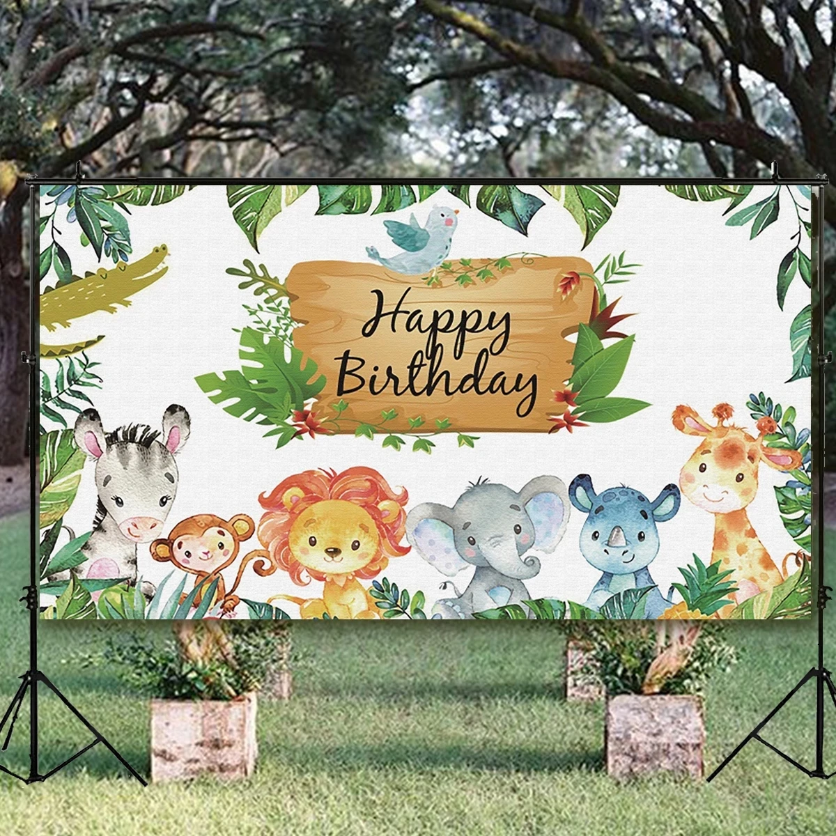 

Jungle Animals Backdrop Jungle Party Decoation Wild One Safari Birthday Party Decor Baby Shower Boy Gril 1st Birthday Background