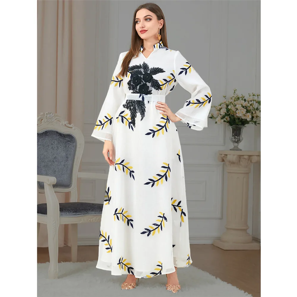 Marokkaanse Kaftan Geborduurde Jalabiya Moslim Vrouwen Maxi Jurk Dubai Abaya Islamitische Kleding Party Gown Eid Ramadan Caftan Vestidos