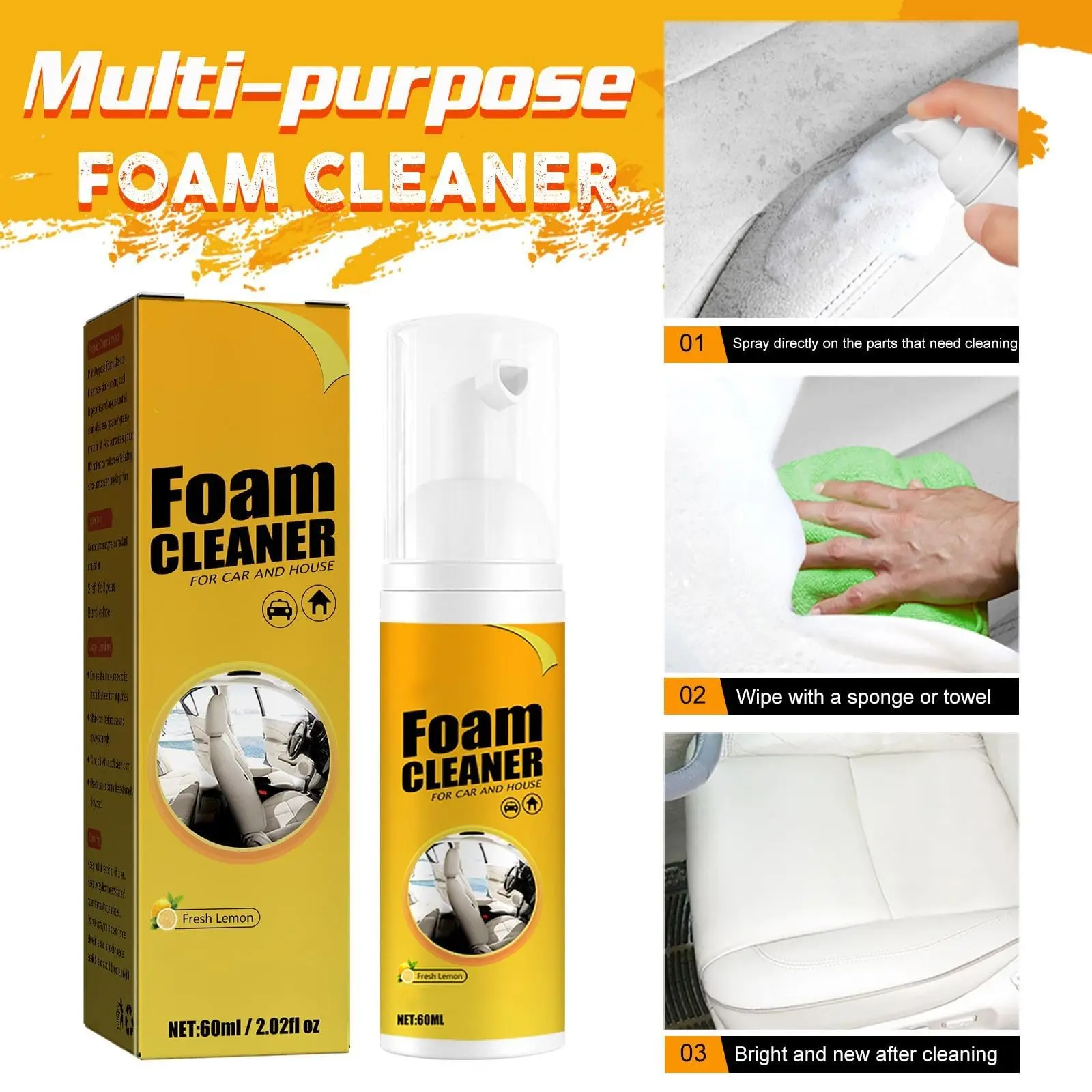100/150/250ML Multi-Purpose Foam Cleaner Spray Leather Cleaning Auto Home Surfaces Foam Cleaners for Car Wash Maintenance image 5