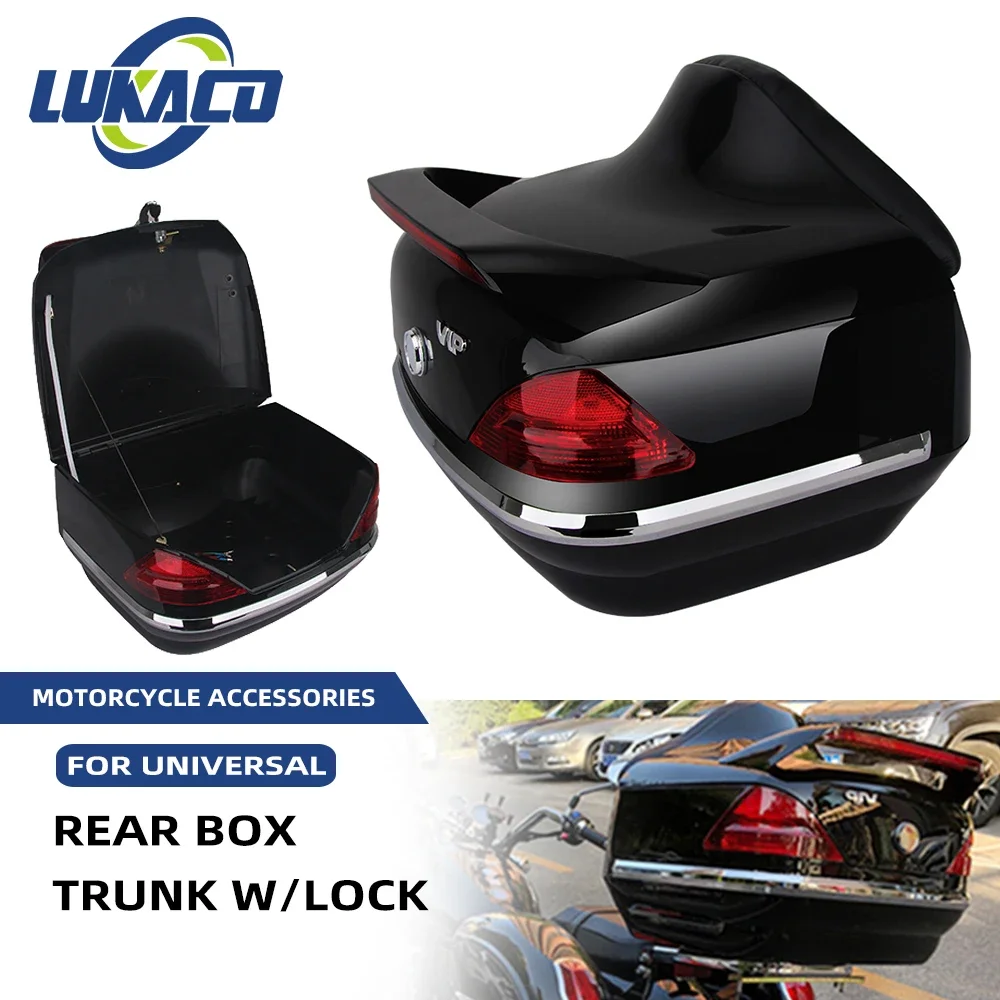 26L Black Motorcycle Rear Topbox Case Rear Storage Luggage Trunk W/Lock Scooter Helmet Top Box For Honda Yamaha Suzuki Kawasaki